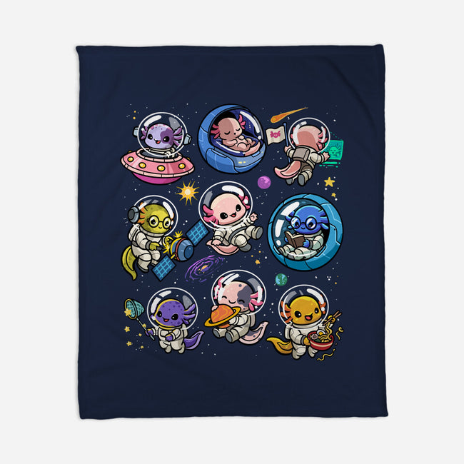 Space Axolotls-None-Fleece-Blanket-GoshWow
