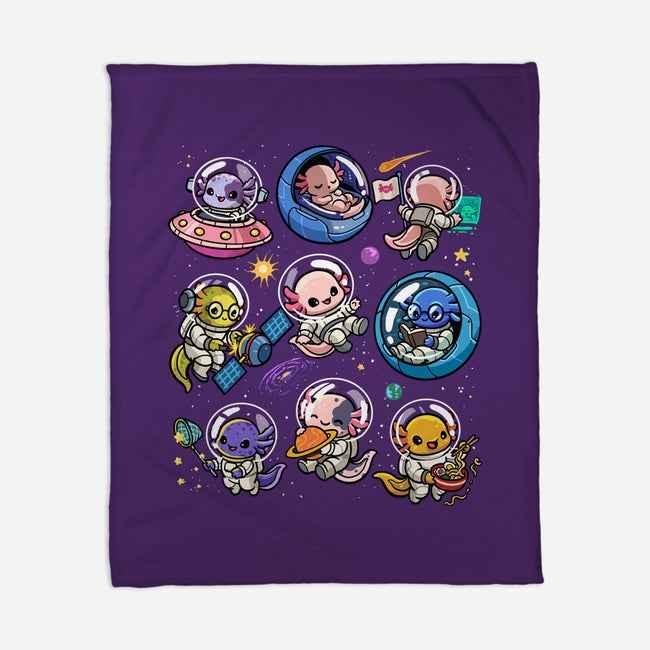 Space Axolotls-None-Fleece-Blanket-GoshWow