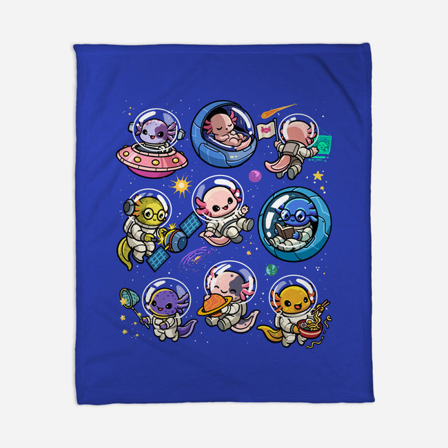 Space Axolotls-None-Fleece-Blanket-GoshWow