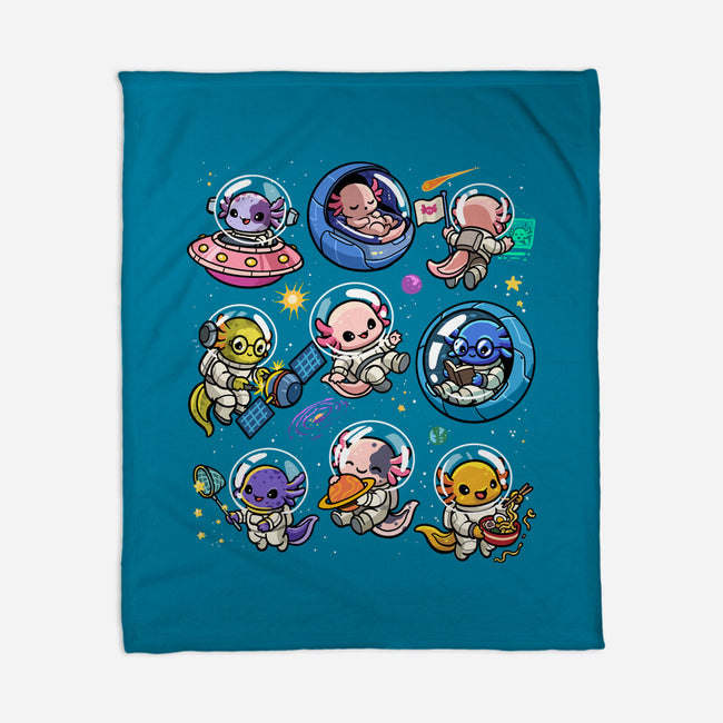 Space Axolotls-None-Fleece-Blanket-GoshWow