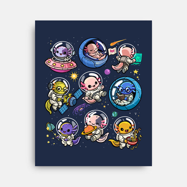 Space Axolotls-None-Stretched-Canvas-GoshWow