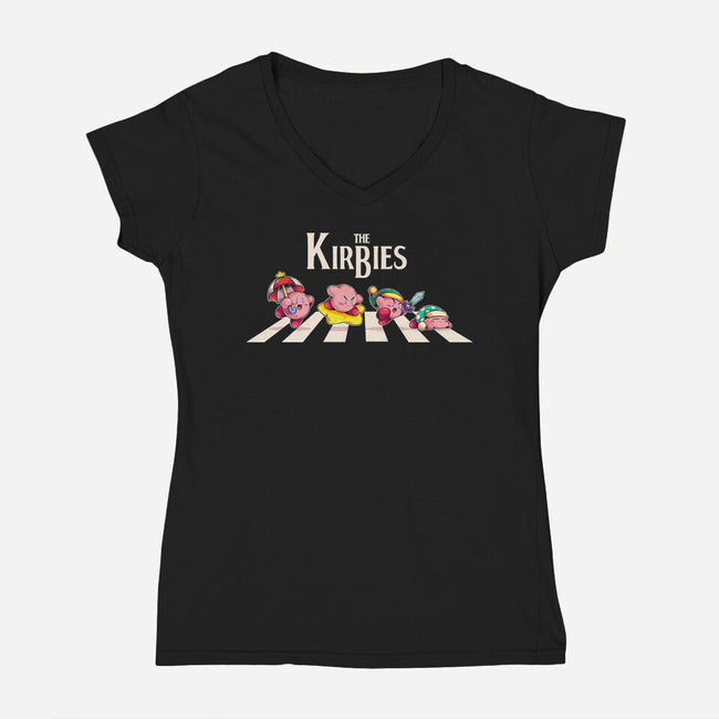 The Kirbies-Womens-V-Neck-Tee-2DFeer