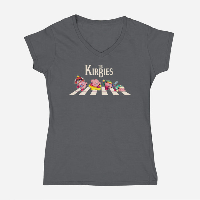 The Kirbies-Womens-V-Neck-Tee-2DFeer