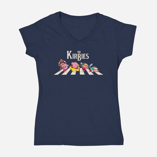 The Kirbies-Womens-V-Neck-Tee-2DFeer