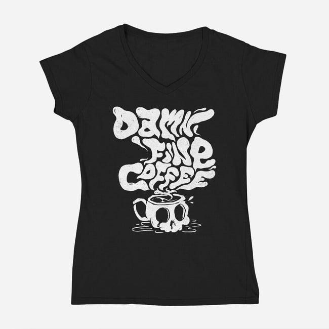 Damn Fine Coffee-Womens-V-Neck-Tee-estudiofitas