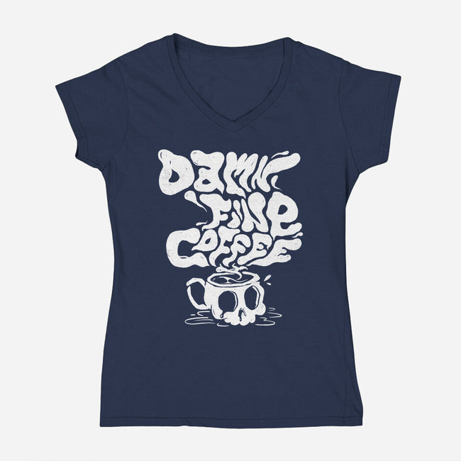 Damn Fine Coffee-Womens-V-Neck-Tee-estudiofitas