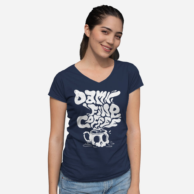 Damn Fine Coffee-Womens-V-Neck-Tee-estudiofitas