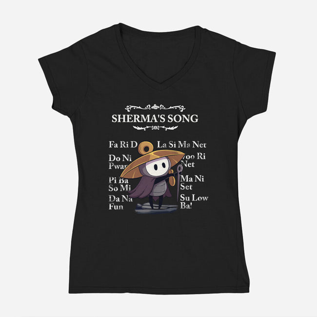 Sherma's Song-Womens-V-Neck-Tee-jacnicolauart