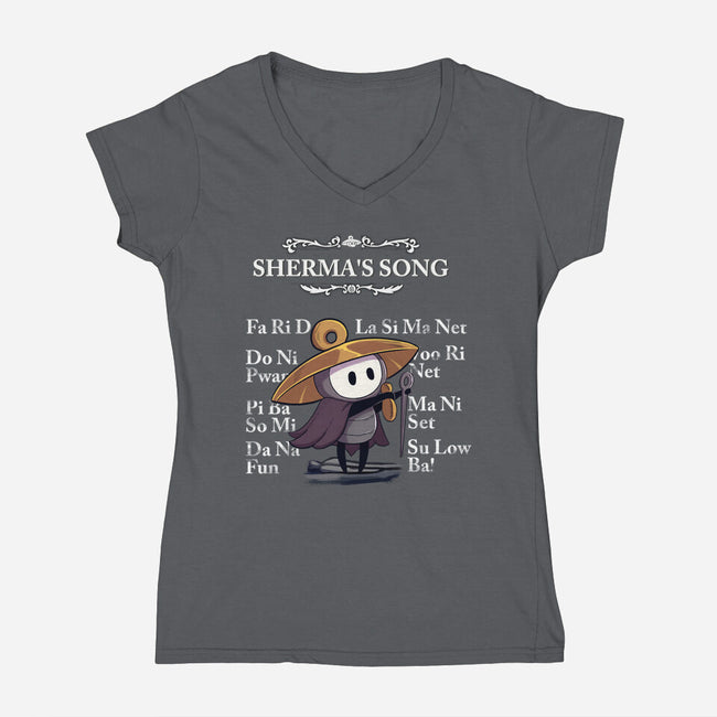 Sherma's Song-Womens-V-Neck-Tee-jacnicolauart