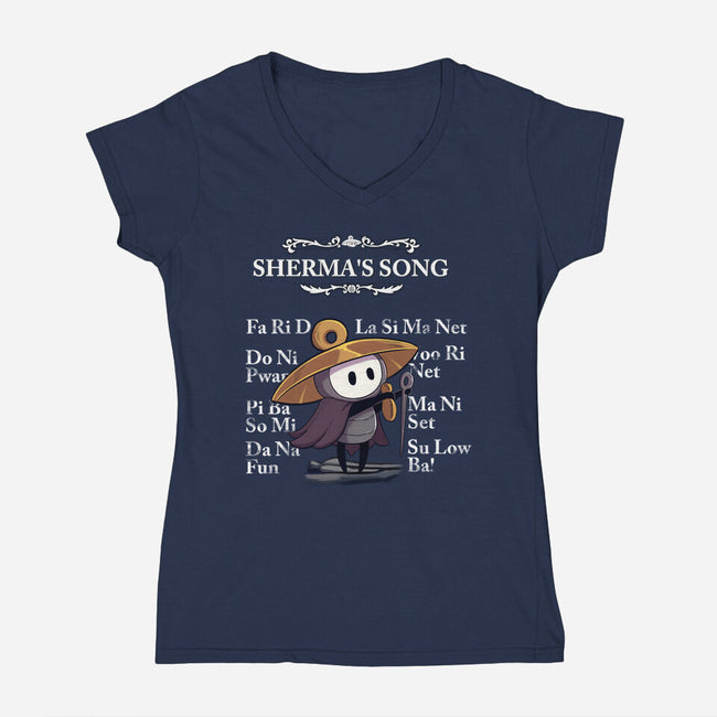 Sherma's Song-Womens-V-Neck-Tee-jacnicolauart
