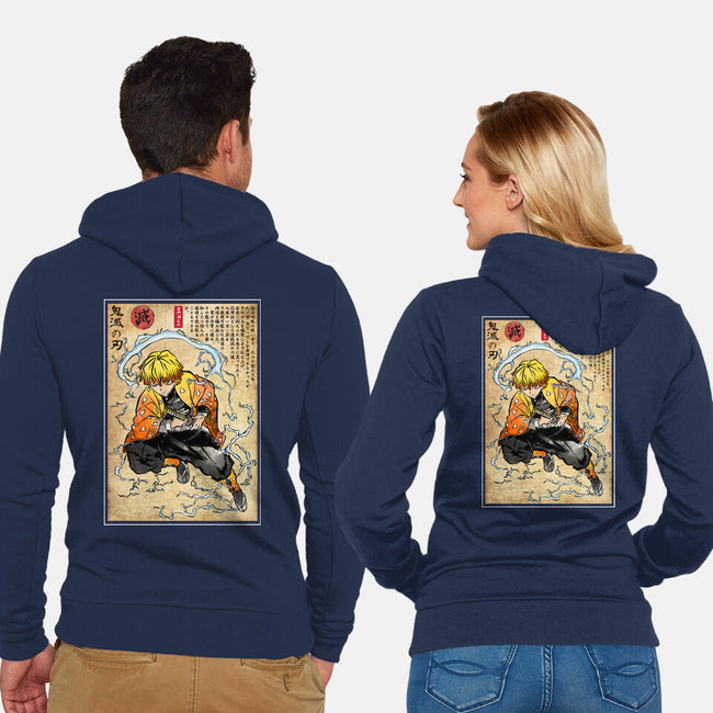 Thunder Breathing Woodblock-Unisex-Zip-Up-Sweatshirt-DrMonekers