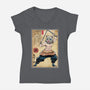 Beast Breathing Woodblock-Womens-V-Neck-Tee-DrMonekers