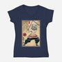 Beast Breathing Woodblock-Womens-V-Neck-Tee-DrMonekers