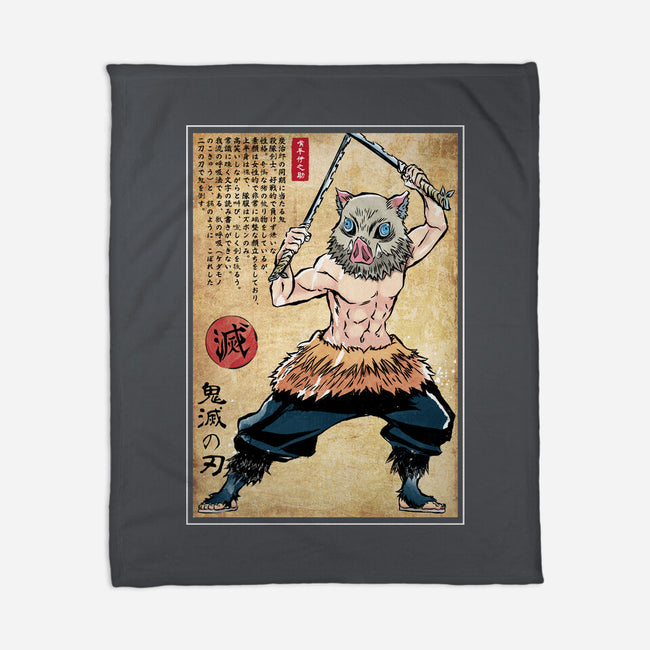 Beast Breathing Woodblock-None-Fleece-Blanket-DrMonekers