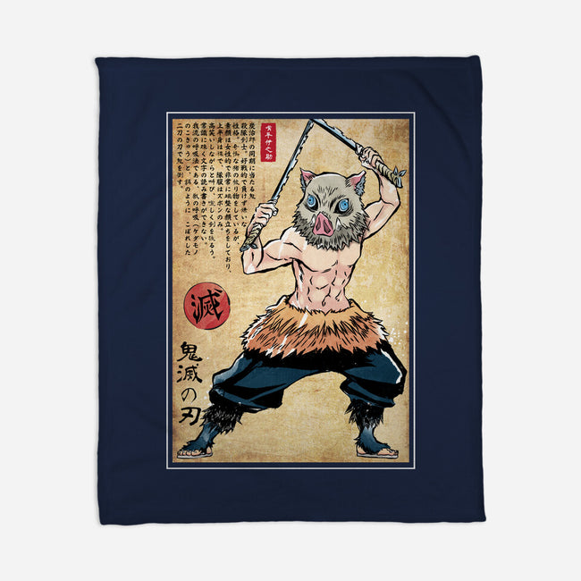 Beast Breathing Woodblock-None-Fleece-Blanket-DrMonekers