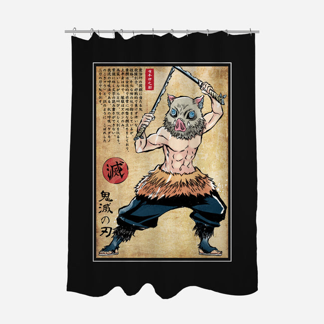 Beast Breathing Woodblock-None-Polyester-Shower Curtain-DrMonekers