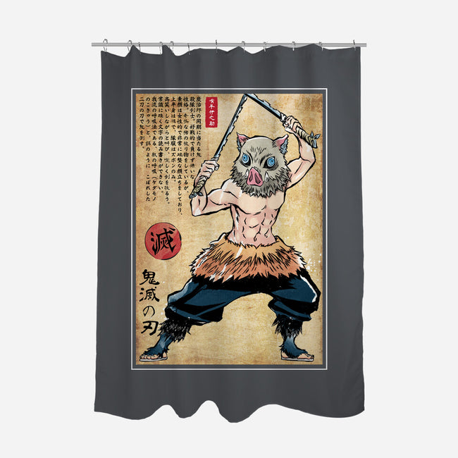 Beast Breathing Woodblock-None-Polyester-Shower Curtain-DrMonekers