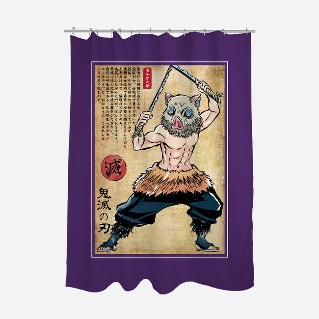 Beast Breathing Woodblock-None-Polyester-Shower Curtain-DrMonekers