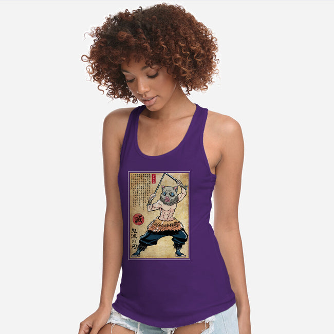 Beast Breathing Woodblock-Womens-Racerback-Tank-DrMonekers