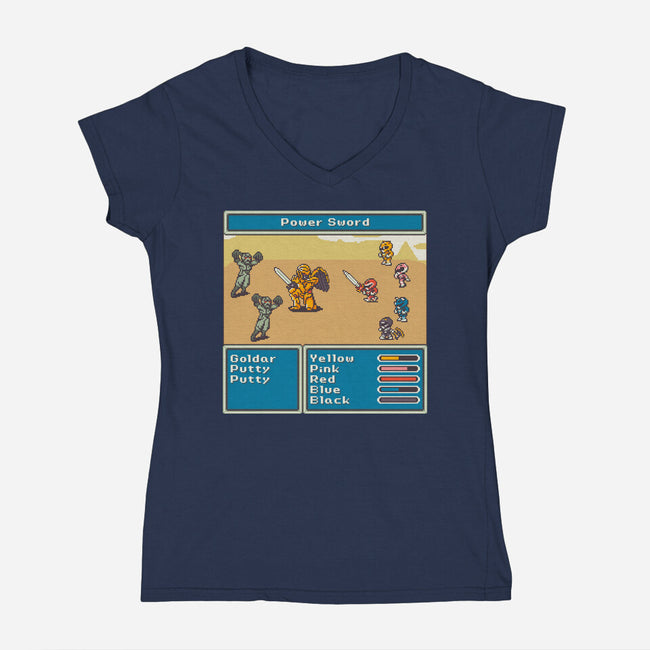 Mighty Morphin Fantasy-Womens-V-Neck-Tee-raffaus