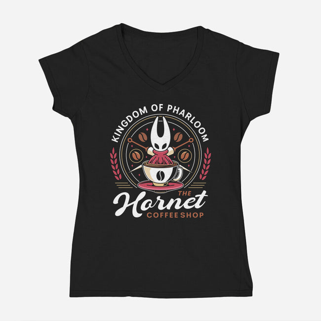 Pharloom Hornet Coffee Crest-Womens-V-Neck-Tee-LAGELANTEE