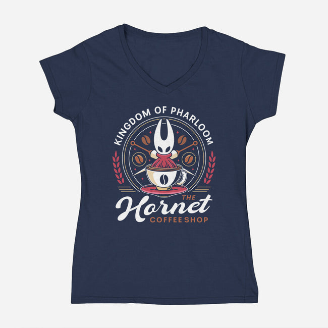 Pharloom Hornet Coffee Crest-Womens-V-Neck-Tee-LAGELANTEE