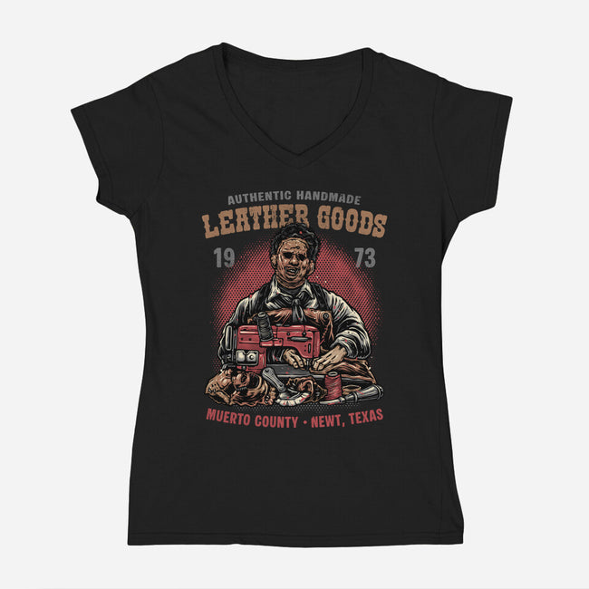 Handmade Leather Goods-Womens-V-Neck-Tee-glitchygorilla