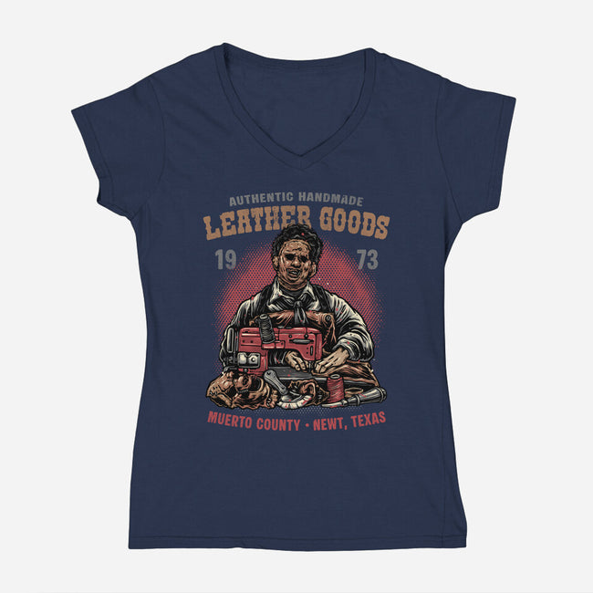 Handmade Leather Goods-Womens-V-Neck-Tee-glitchygorilla