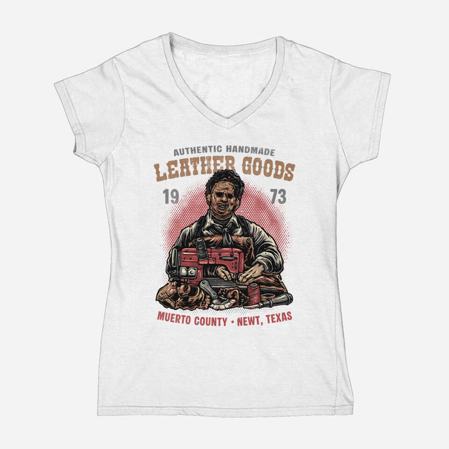 Handmade Leather Goods-Womens-V-Neck-Tee-glitchygorilla
