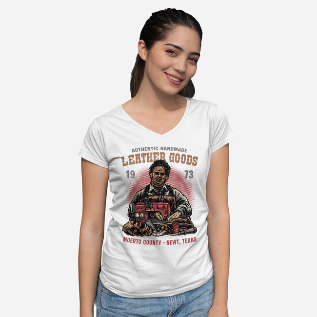 Handmade Leather Goods-Womens-V-Neck-Tee-glitchygorilla
