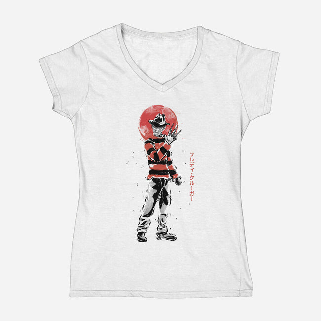 The Dream Stalker Sumi-e-Womens-V-Neck-Tee-Astrobot Invention