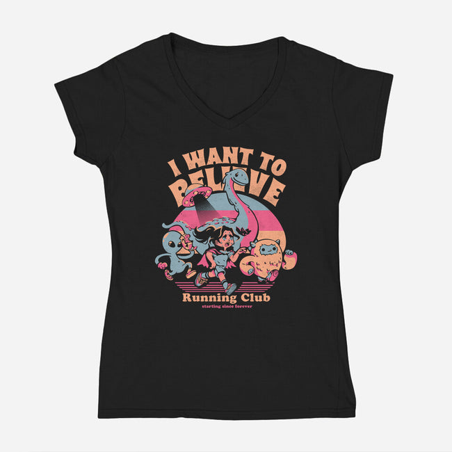 I Want To Believe Running Club-Womens-V-Neck-Tee-Estudio Horta