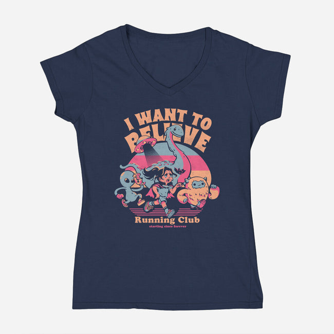 I Want To Believe Running Club-Womens-V-Neck-Tee-Estudio Horta
