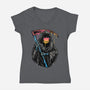 Color Drip Reaper-Womens-V-Neck-Tee-glitchygorilla