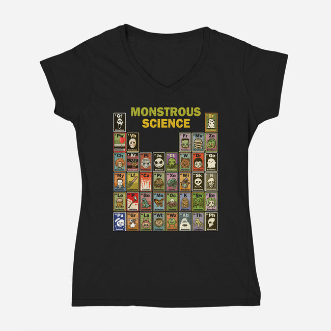 Monstrous Science-Womens-V-Neck-Tee-kg07