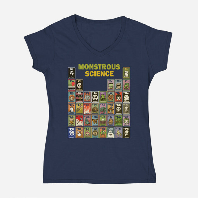 Monstrous Science-Womens-V-Neck-Tee-kg07