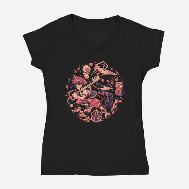 Hearts In Balance-Womens-V-Neck-Tee-eduely