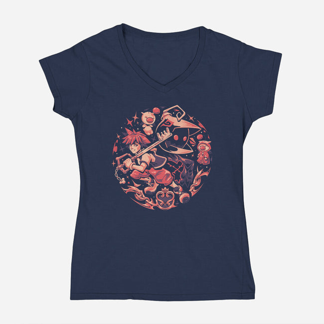 Hearts In Balance-Womens-V-Neck-Tee-eduely