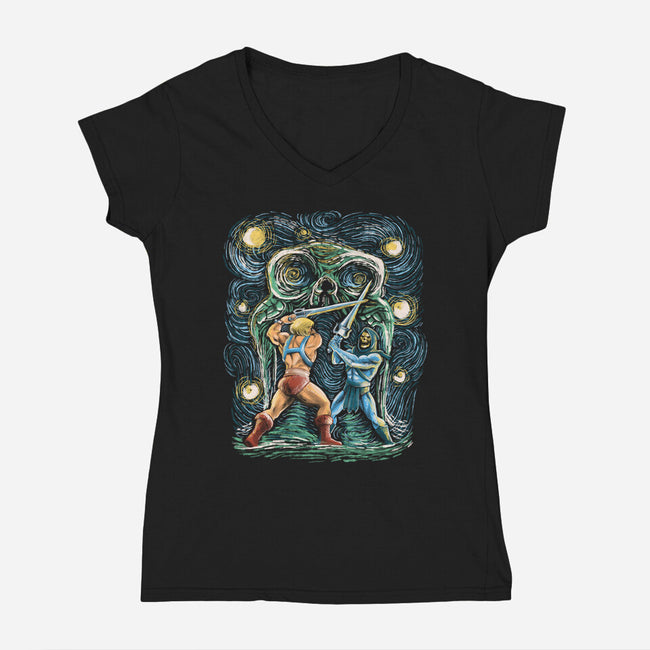 Starry Masters-Womens-V-Neck-Tee-zascanauta