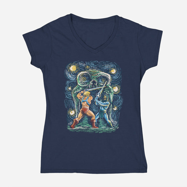 Starry Masters-Womens-V-Neck-Tee-zascanauta