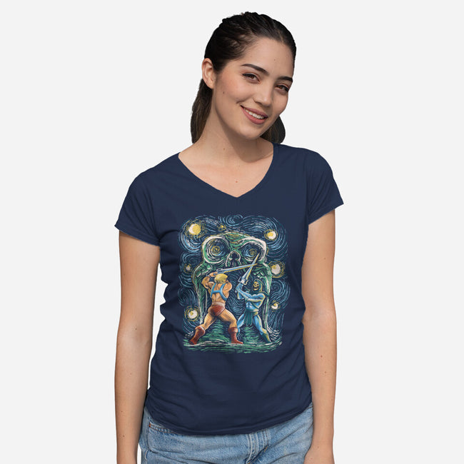Starry Masters-Womens-V-Neck-Tee-zascanauta