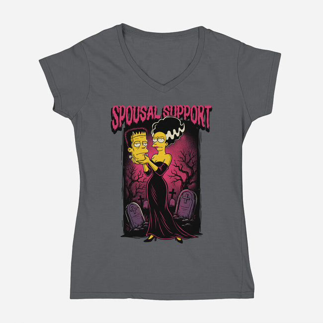 Spousal Support-Womens-V-Neck-Tee-P1yu5h
