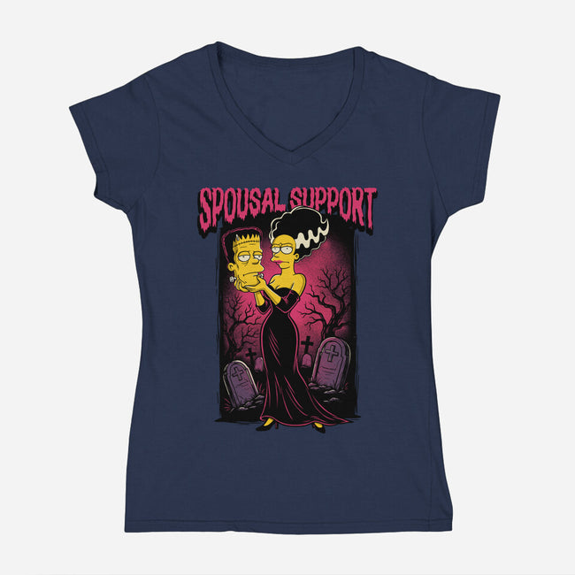 Spousal Support-Womens-V-Neck-Tee-P1yu5h