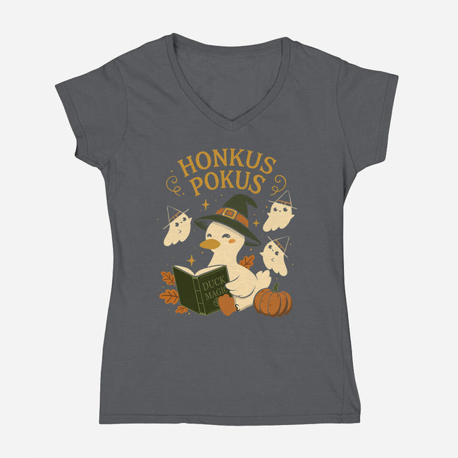 Honkus Pokus-Womens-V-Neck-Tee-ricolaa