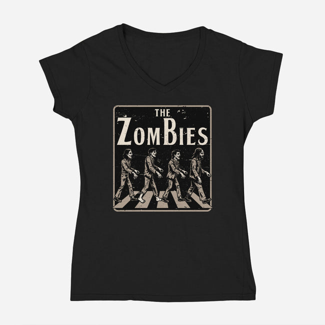 Zombie Album Cover-Womens-V-Neck-Tee-Studio Mootant