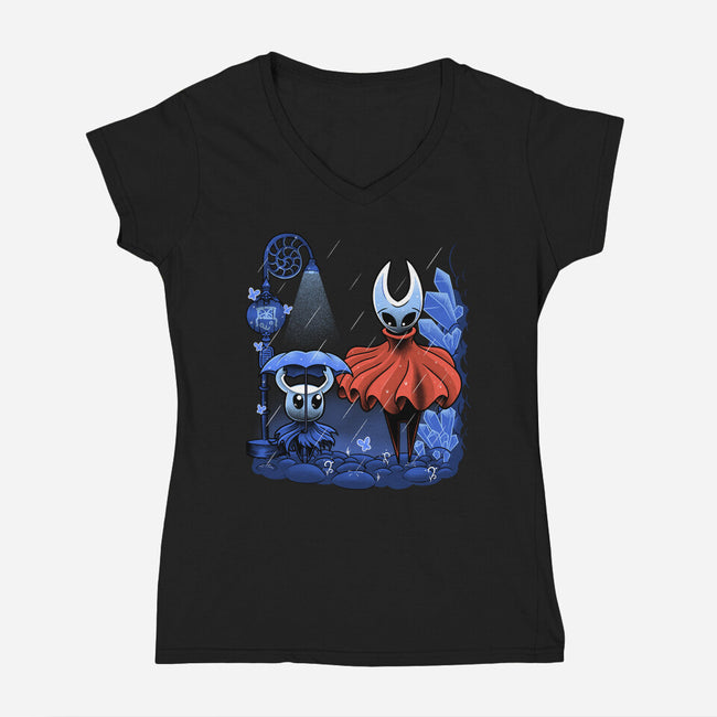 My Neighbor Hornet-Womens-V-Neck-Tee-Astrobot Invention