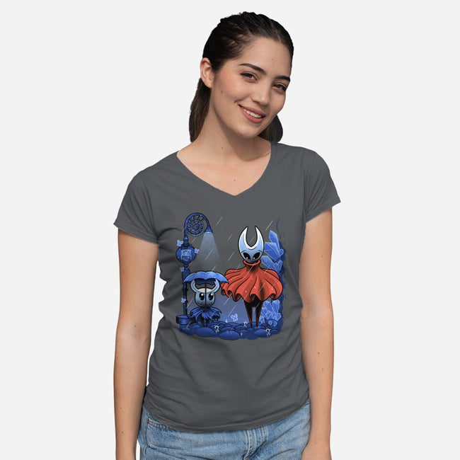 My Neighbor Hornet-Womens-V-Neck-Tee-Astrobot Invention