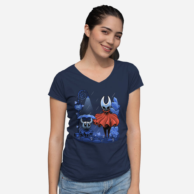 My Neighbor Hornet-Womens-V-Neck-Tee-Astrobot Invention