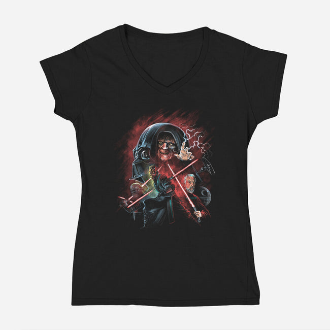 Dark Side Of The Force-Womens-V-Neck-Tee-zascanauta