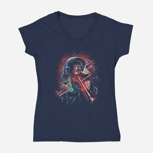 Dark Side Of The Force-Womens-V-Neck-Tee-zascanauta